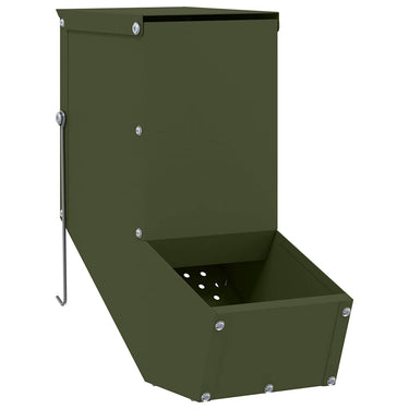 Vidaxl konijnenvoer olijf groen 12,5 x 26 x 28,5 cm koudgewalst staal
