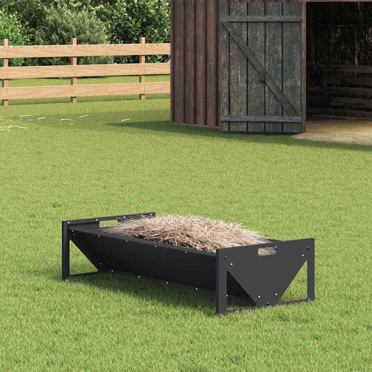 Vidaxl voederbak voor vee zwart 108 x 50 x 28 cm koudgewalst staal