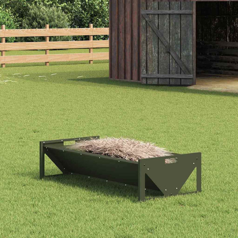 Load image into Gallery viewer, Vidaxl voederbak voor vee olijf groen 108 x 50 x 28 cm
