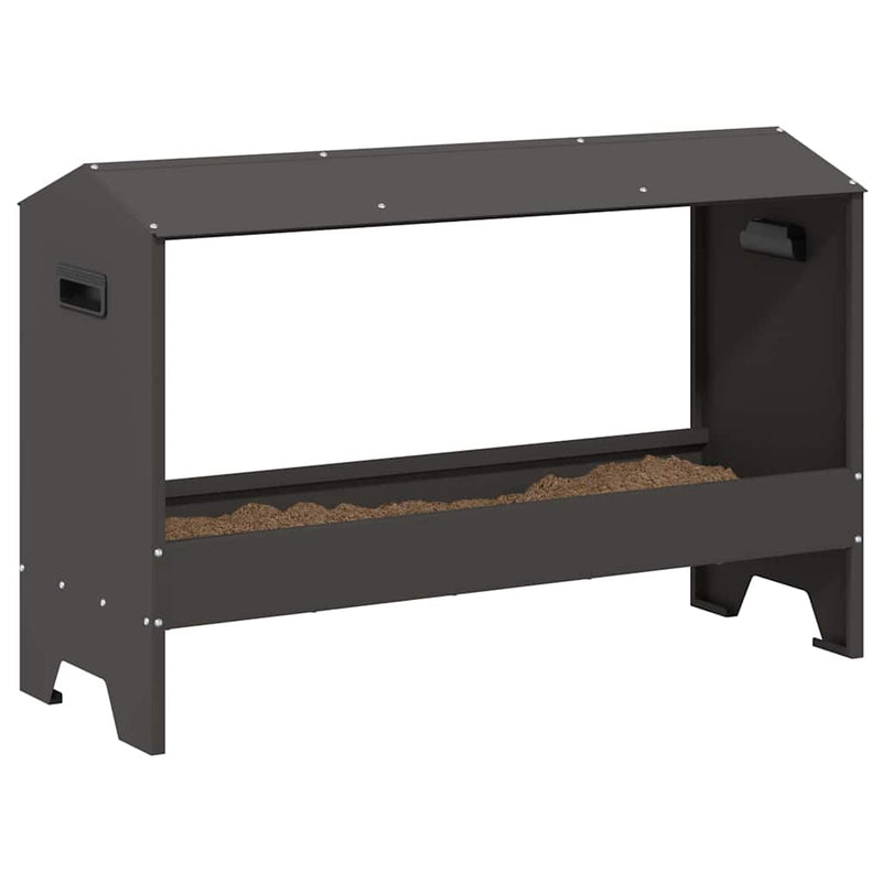 Load image into Gallery viewer, Vidaxl kippen voederbak zwart 81 x 32 x 53,5 cm koudgewalst staal
