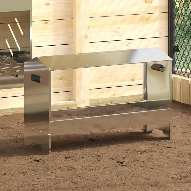 Load image into Gallery viewer, Vidaxl kippen voederbak zilver 81 x 32 x 53,5 cm gegalvaniseerd staal
