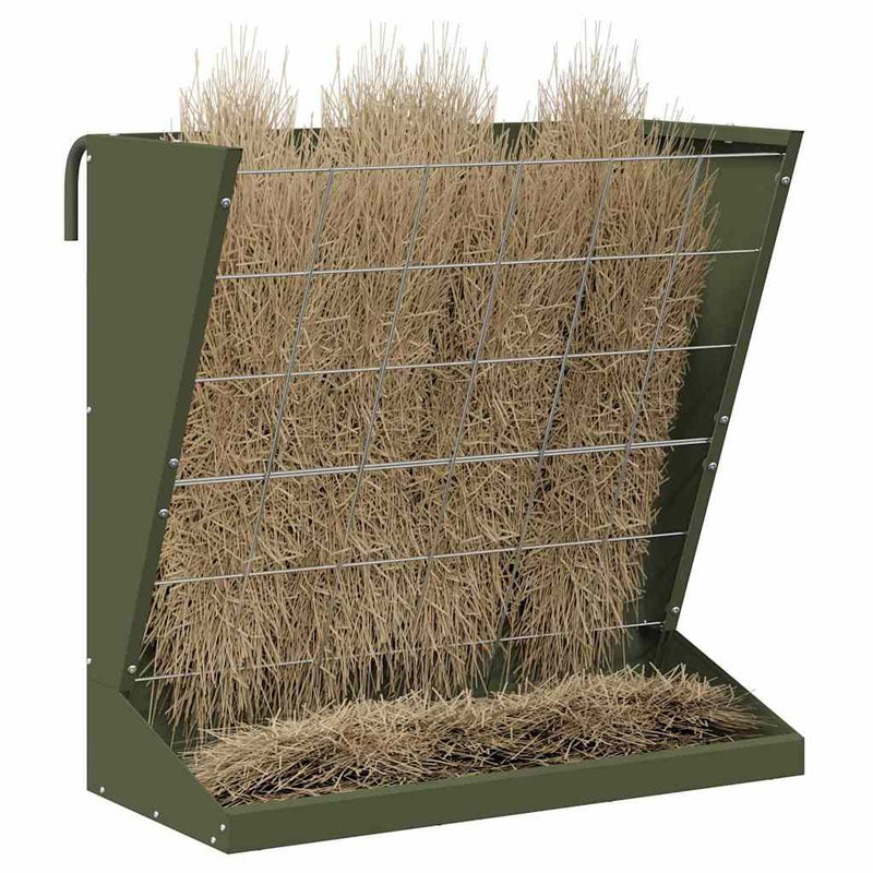 Load image into Gallery viewer, Vidaxl hooi feeder olijf groen 71 x 33 x 70 cm koudgewalst staal
