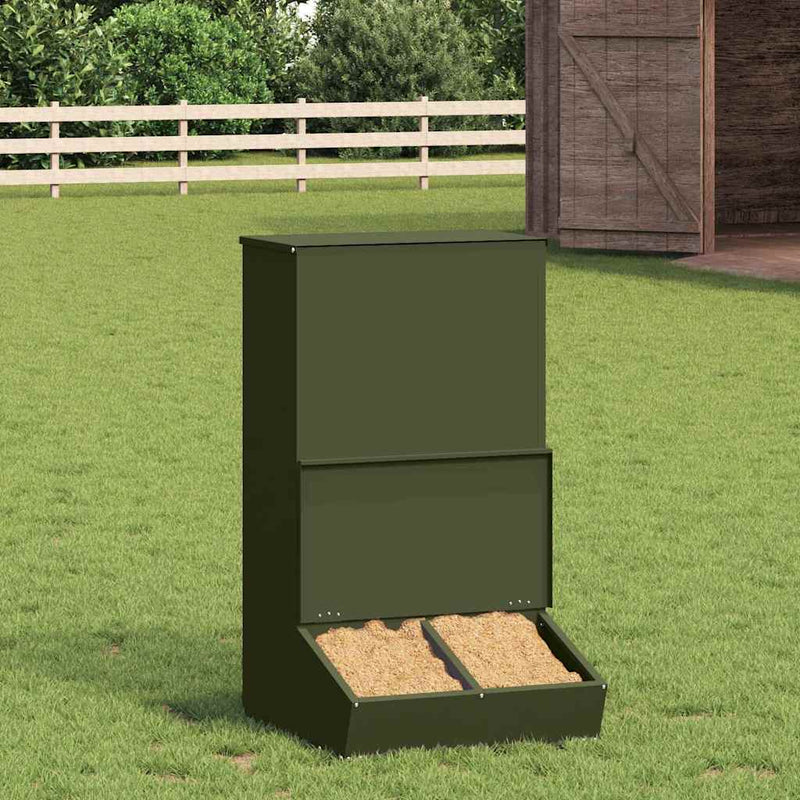Load image into Gallery viewer, Vidaxl varkensvoeder olijf groen 55 x 51 x 91,5 cm koudgewalst staal
