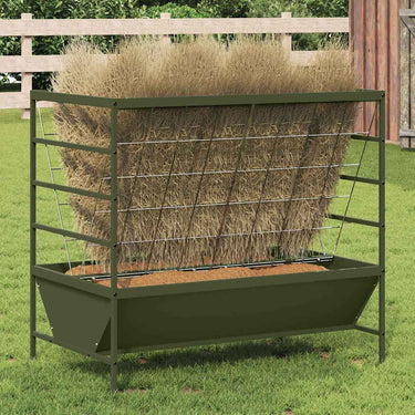 Vidaxl vee voeder olijf groen 100 x 60 x 90 cm koudgewalst staal