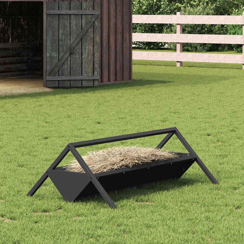 Load image into Gallery viewer, Vidaxl voederbak voor vee zwart 111 x 76 x 38 cm koudgewalst staal

