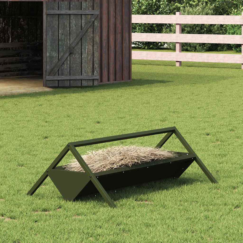 Load image into Gallery viewer, Vidaxl voederbak voor vee olijf groen 111 x 76 x 38 cm
