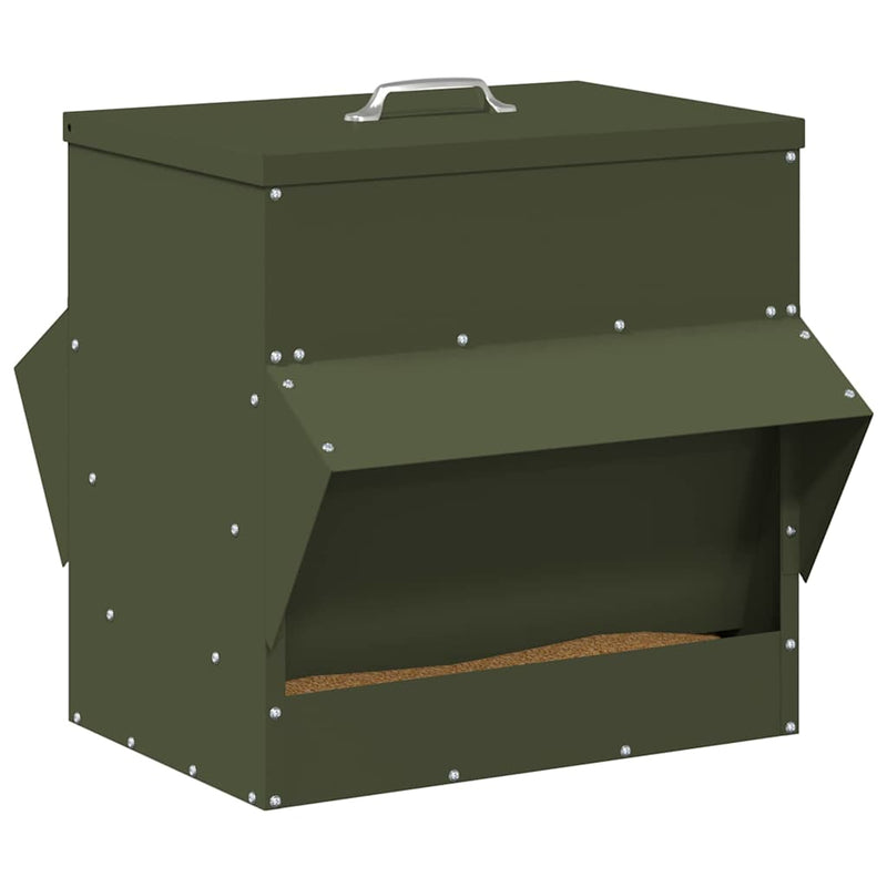 Load image into Gallery viewer, Vidaxl kip voerbak olijf groen 40,5 x 45 x 41 cm koudgewalst staal
