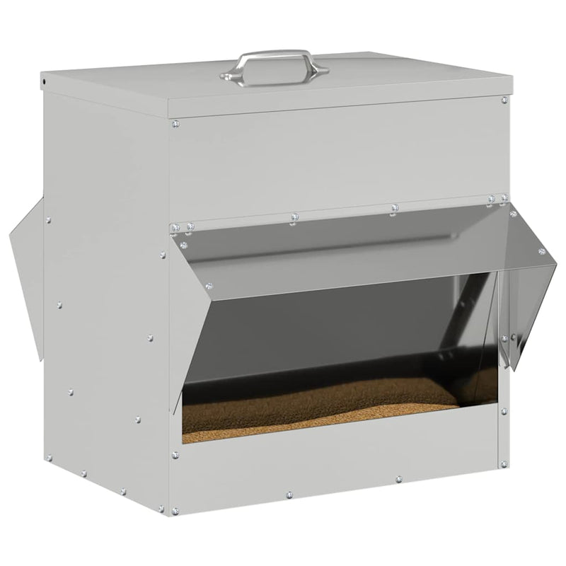 Load image into Gallery viewer, Vidaxl kip voerbak zilver 40,5 x 45 x 41 cm gegalvaniseerd staal
