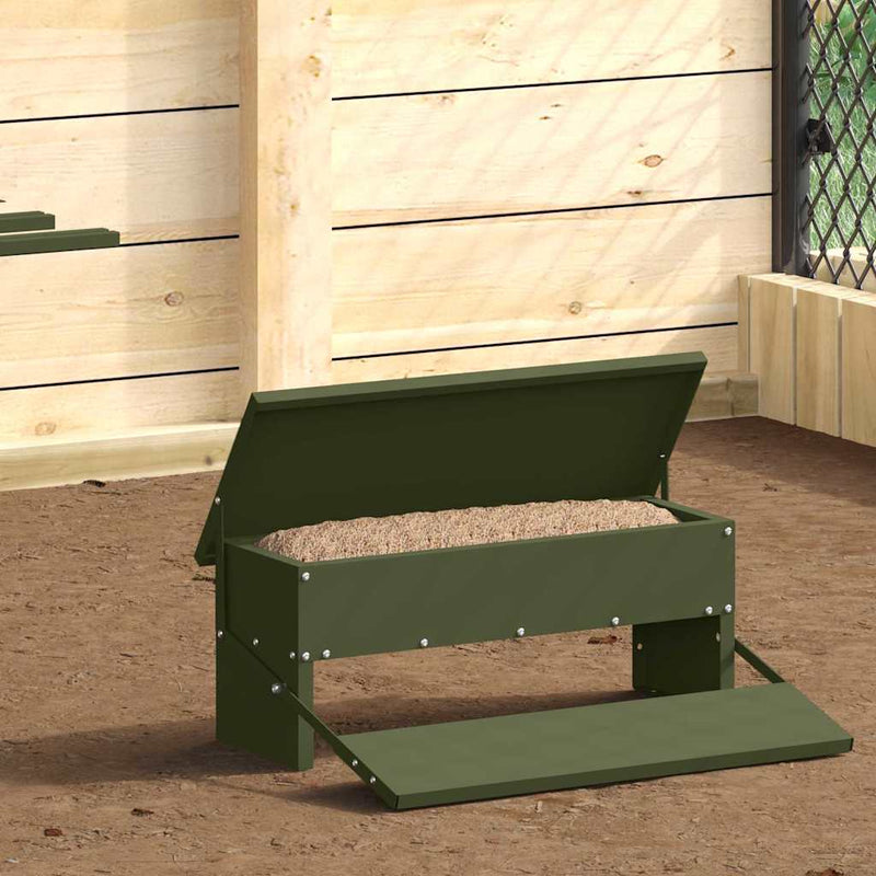 Load image into Gallery viewer, Vidaxl kippen treadle voeder olijf groen 48,5 x 39,5 x 19 cm
