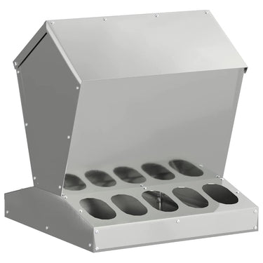 Vidaxl kip voerbak zilver 40 x 40 x 45 cm gegalvaniseerd staal