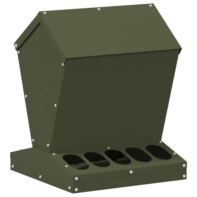 Load image into Gallery viewer, Vidaxl kip voerbak olijf groen 30 x 30 x 39 cm koudgewalst staal

