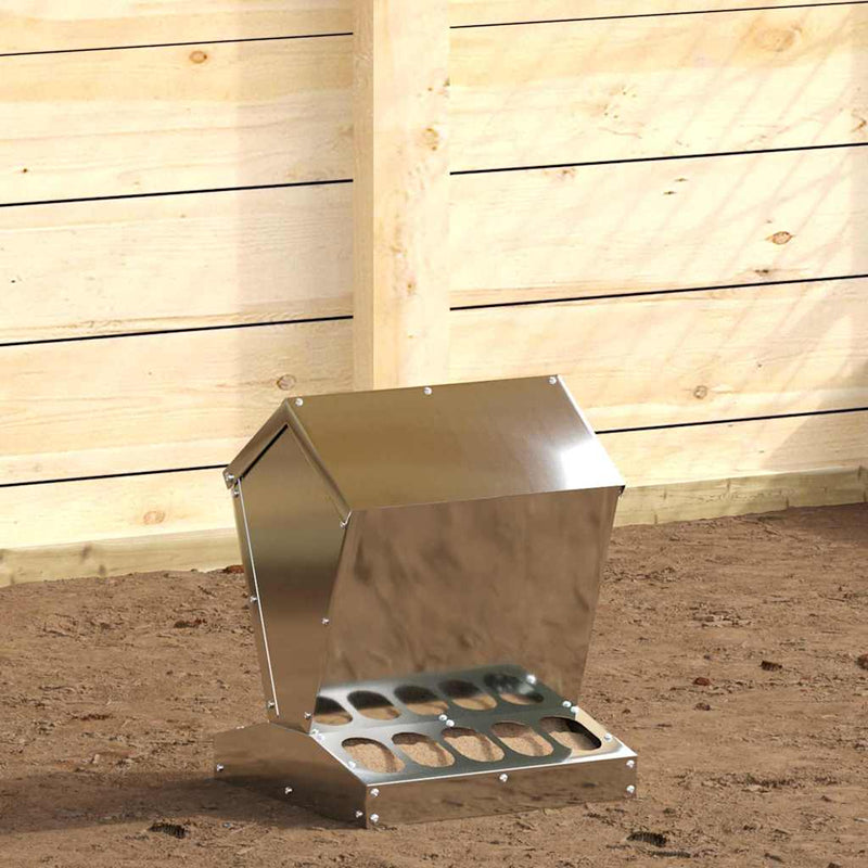 Load image into Gallery viewer, Vidaxl kip voerbak zilver 30 x 30 x 39 cm gegalvaniseerd staal
