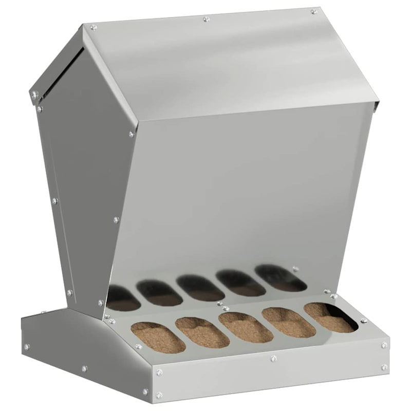 Load image into Gallery viewer, Vidaxl kip voerbak zilver 30 x 30 x 39 cm gegalvaniseerd staal
