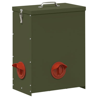 Vidaxl kip voerbak olijf groen 32,5 x 20,5 x 43 cm koudgewalst staal