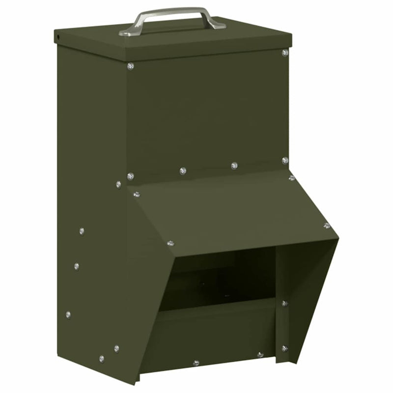 Load image into Gallery viewer, Vidaxl kip voerbak olijf groen 20 x 25 x35 cm koudgewalst staal
