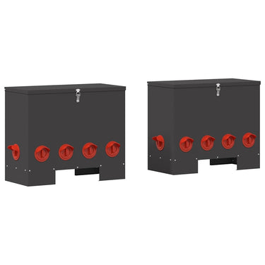 Vidaxl kip voerbak 2 pcs zwart 60,5 x 29 x 51 cm koudgewalst staal