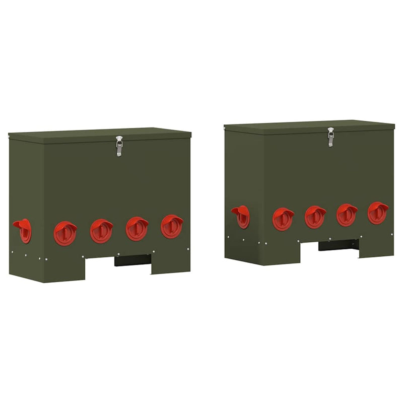 Load image into Gallery viewer, Vidaxl kip voerbak 2 pcs olijf groen 60,5 x 29 x 51 cm
