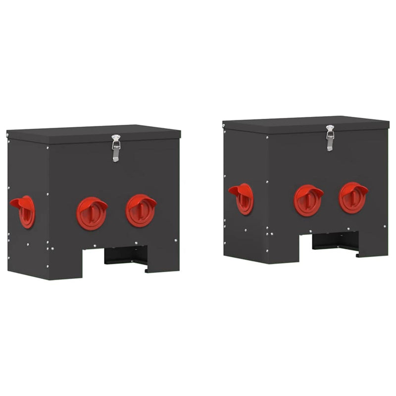 Load image into Gallery viewer, Vidaxl kip voerbak 2 pcs zwart 40,5 x 25 x 38 cm koudgewalst staal

