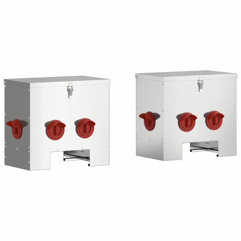 Load image into Gallery viewer, Vidaxl kip voerbak 2 pcs zilver 40,5 x 25 x 38 cm gegalvaniseerd staal
