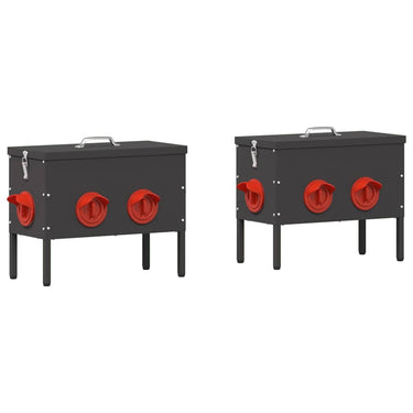 Vidaxl kip voerbak 2 pcs zwart 41,5 x 20,5 x 33 cm koudgewalst staal