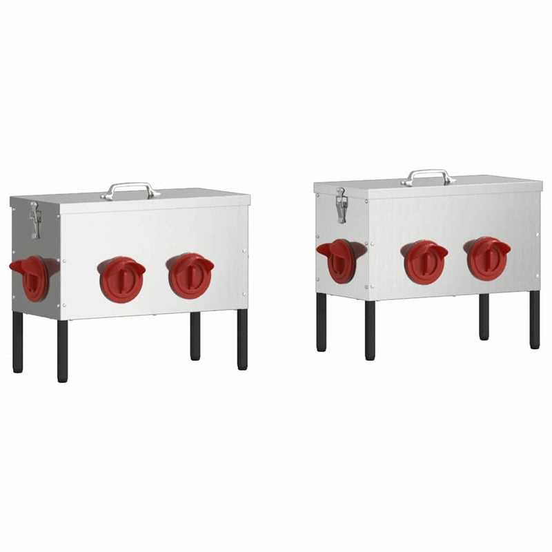 Load image into Gallery viewer, Vidaxl kip voerbak 2 pcs zilver 41,5 x 20,5 x 33 cm

