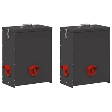 Vidaxl kip voerbak 2 pcs zwart 32,5 x 20,5 x 43 cm koudgewalst staal