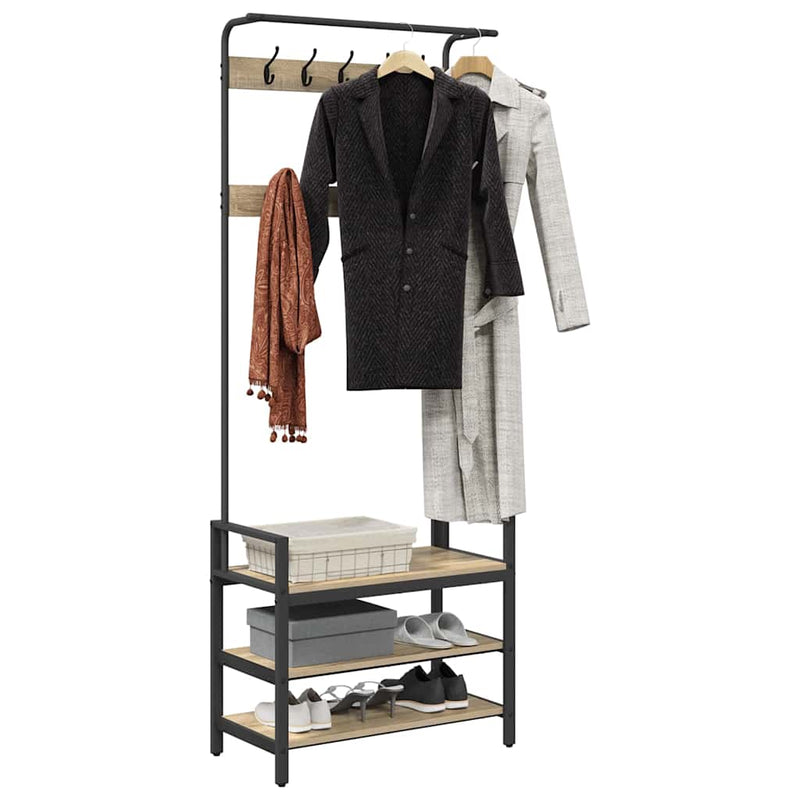 Load image into Gallery viewer, Vidaxl kapstok met plank sonoma eiken 75 x 34 x 184 cm bewerkt hout
