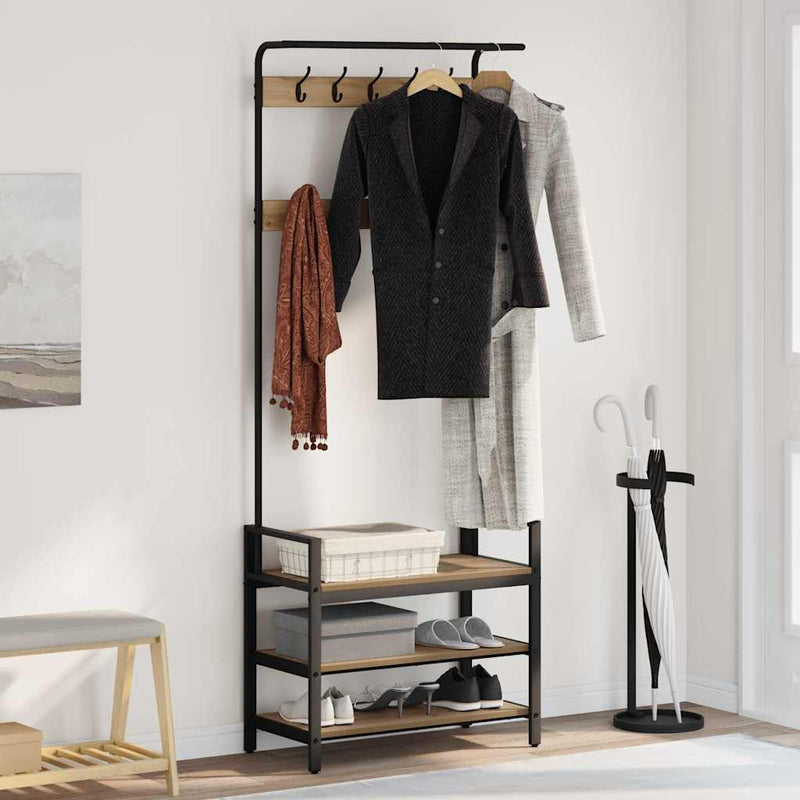 Load image into Gallery viewer, Vidaxl kapstok met plank artisan eiken 75 x 34 x 184 cm bewerkt hout
