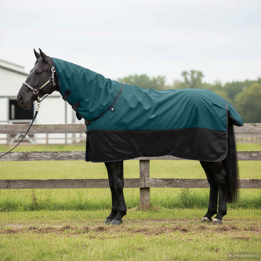 Vidaxl paardendeken donkergroen en zwart 115 cm polyester