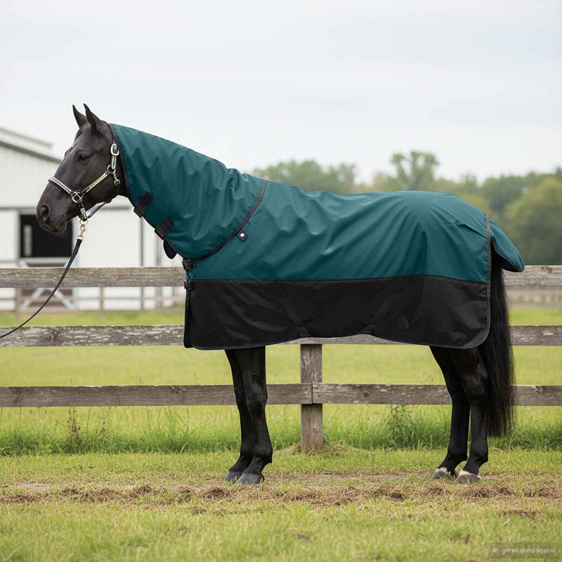 Load image into Gallery viewer, Vidaxl paardendeken donkergroen en zwart 125 cm polyester
