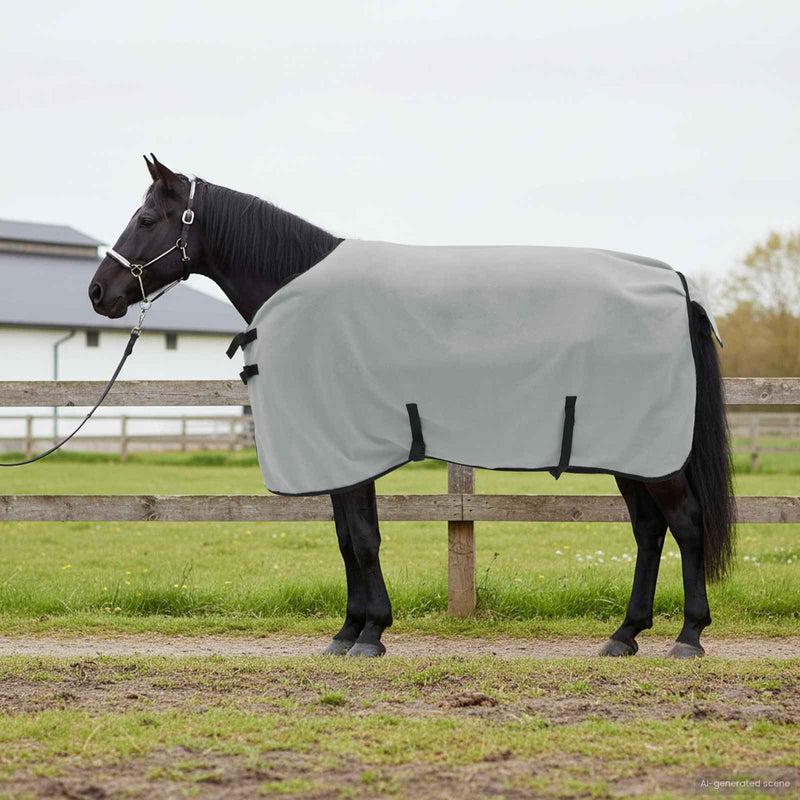 Load image into Gallery viewer, Vidaxl paardendeken volledig lichtgrijs en roze polyester
