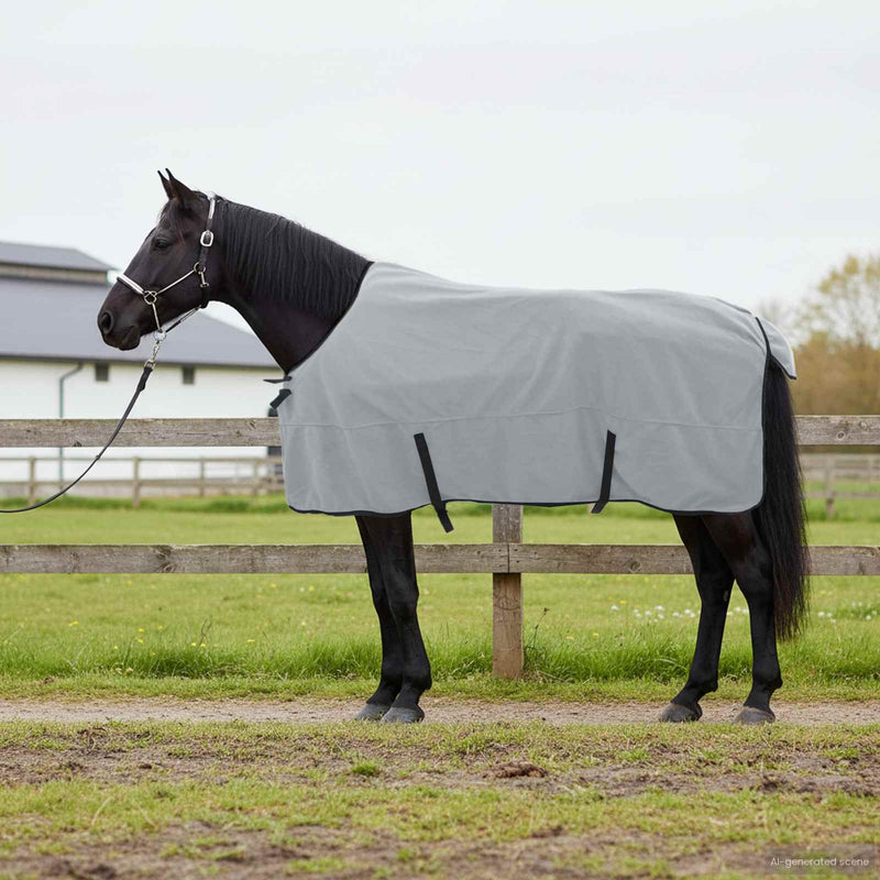 Load image into Gallery viewer, Vidaxl paardendeken volledig lichtgrijs en roze polyester
