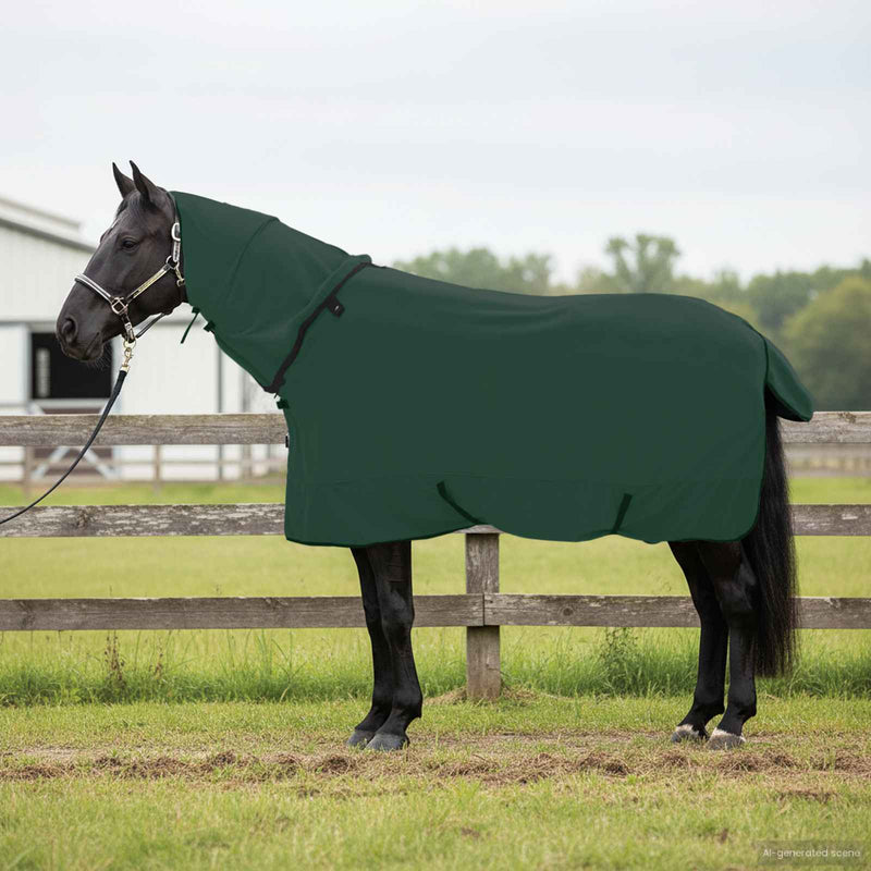 Load image into Gallery viewer, Vidaxl paardendeken volledig donkergroen polyester
