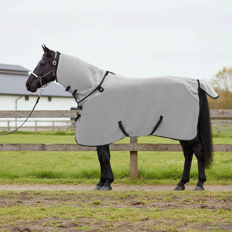Load image into Gallery viewer, Vidaxl paardendeken volledig lichtgrijs en roze polyester
