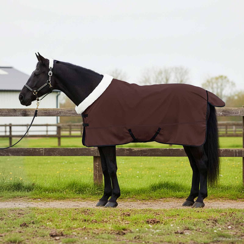 Load image into Gallery viewer, Vidaxl paardendeken volledig donkerbruin 135 cm polar fleece
