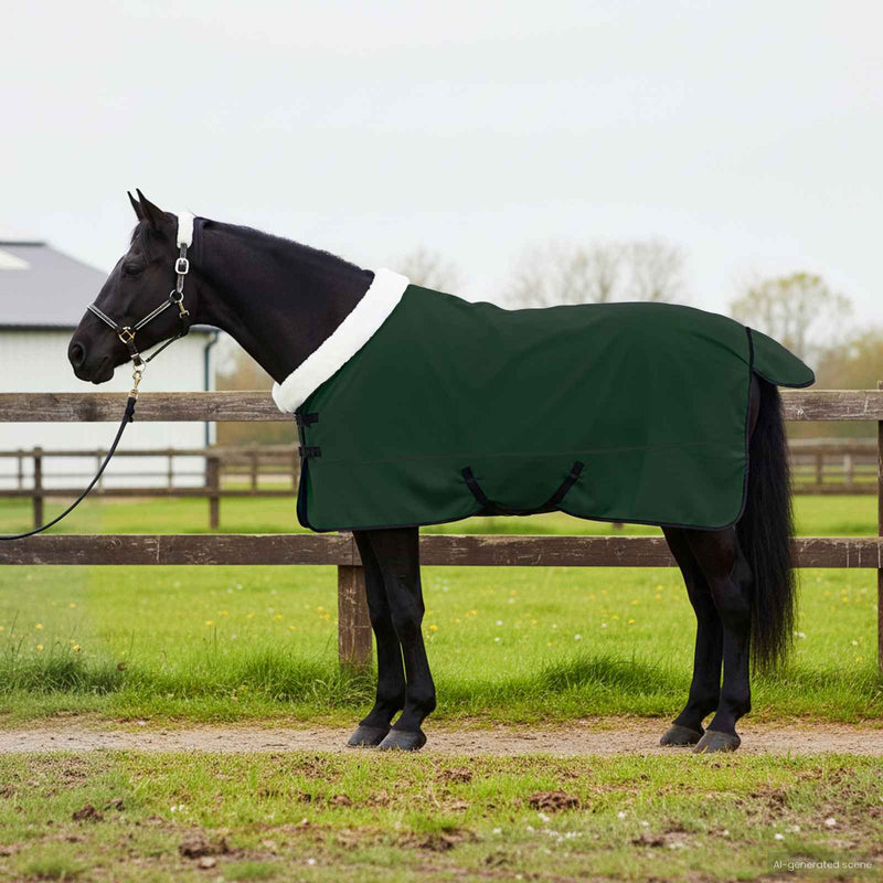 Load image into Gallery viewer, Vidaxl paardendeken volledig donkergroen 155 cm polar fleece
