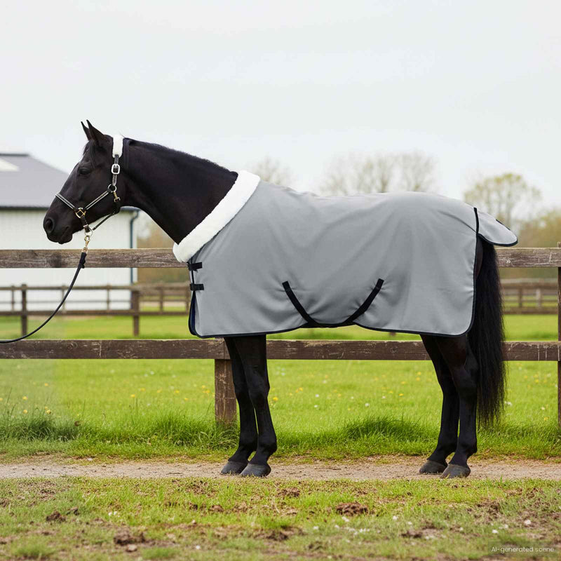 Load image into Gallery viewer, Vidaxl paardendeken volledig lichtgrijs 75 cm polar fleece
