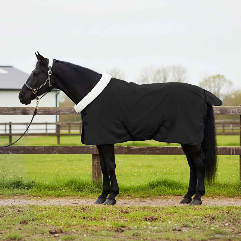 Load image into Gallery viewer, Vidaxl paardendeken zwart 75 cm polar fleece

