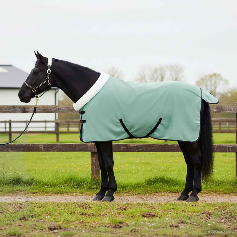 Load image into Gallery viewer, Vidaxl paardendeken volledig donkergroen 75 cm polar fleece
