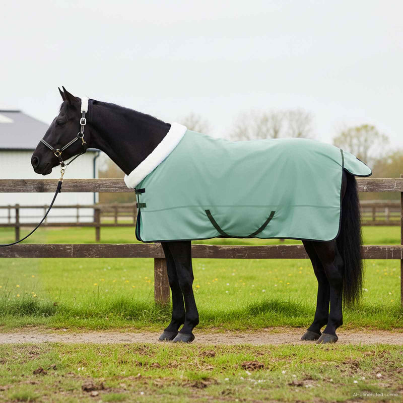 Load image into Gallery viewer, Vidaxl paardendeken volledig donkergroen 145 cm polar fleece

