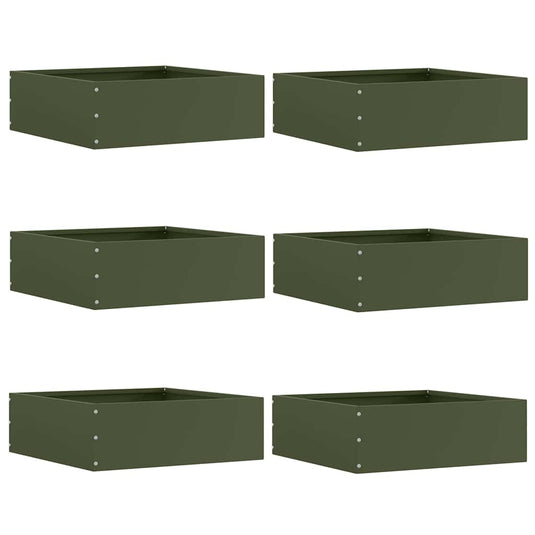 Vidaxl tuinrand 6 pcs olijf groen 40 x 40 x 13 cm staal