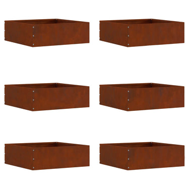 Vidaxl tuinrand 6 pcs roestig 40 x 40 x 13 cm cortenstaal