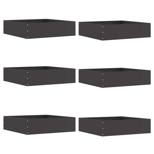 Vidaxl tuinrand 6 pcs zwart 50 x 50 x 13 cm staal