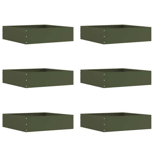 Vidaxl tuinrand 6 pcs olijf groen 50 x 50 x 13 cm staal
