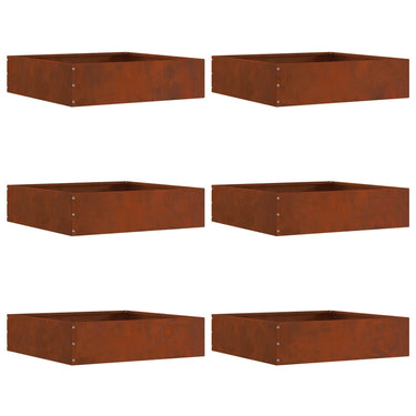 Vidaxl tuinrand 6 pcs roestig 50 x 50 x 13 cm cortenstaal