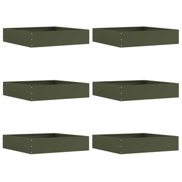 Vidaxl tuinrand 6 pcs olijf groen 60 x 60 x 13 cm staal