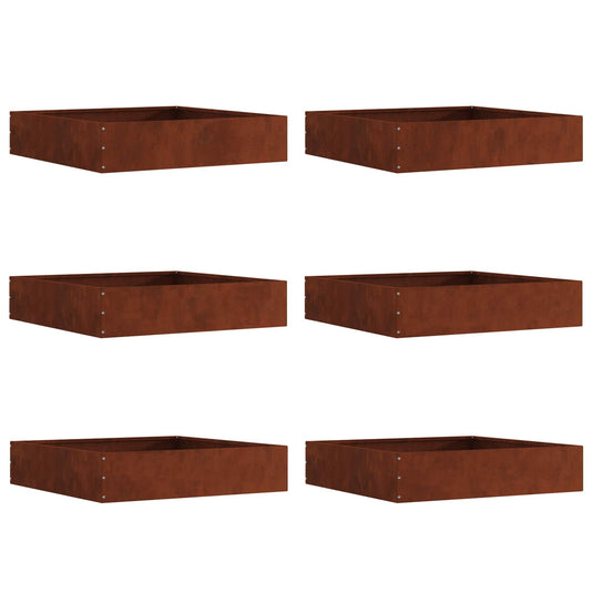 Vidaxl tuinrand 6 pcs roestig 60 x 60 x 13 cm cortenstaal