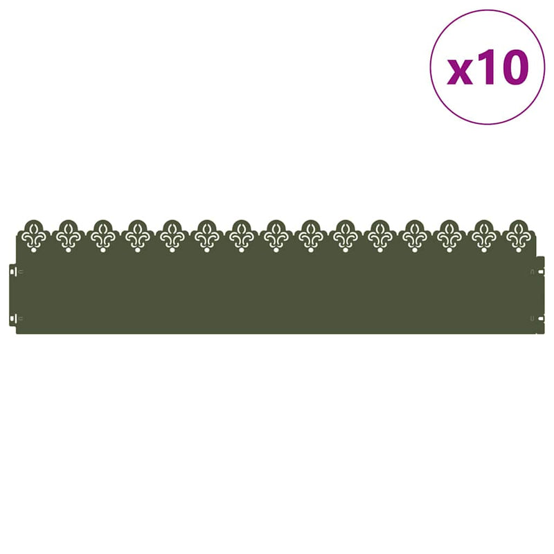 Load image into Gallery viewer, Vidaxl gazonranden 10 pcs olijf groen 103 x 0,05 x 22 cm staal
