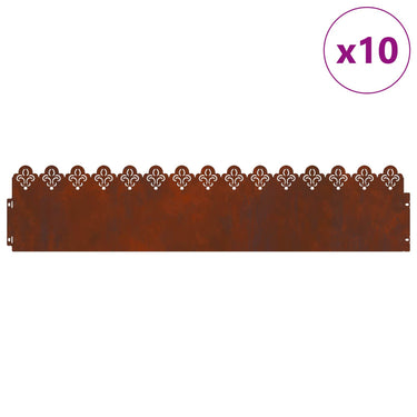Vidaxl gazonranden 10 pcs roestig 103 x 0,05 x 22 cm cortenstaal