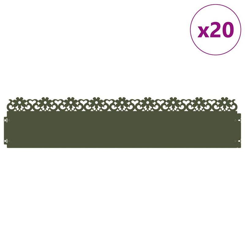 Load image into Gallery viewer, Vidaxl gazonranden 20 pcs olijf groen 103 x 0,05 x 22 cm staal
